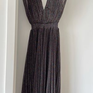 ZARA Glitter Sequin Midi Pleated Dress S
